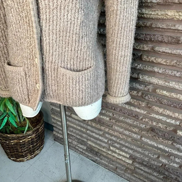 duet Creations Vintage Taupe Ribbed Knit Cardigan Sweater  Made in Hong Kong - Picture 4 of 7